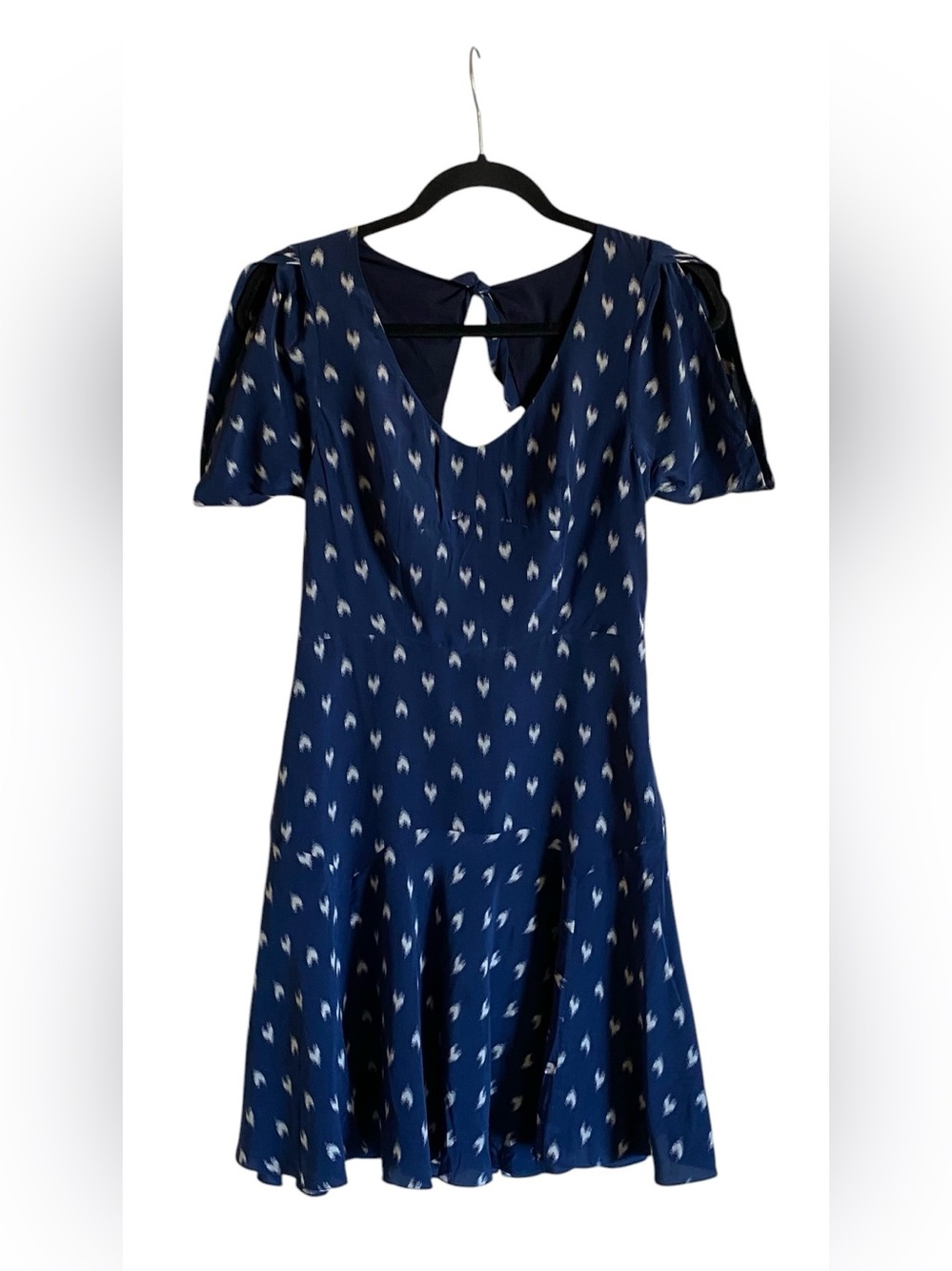 Women’s REBECCA TAYLOR Navy Blue 100% Silk Dress with Hearts Size 2